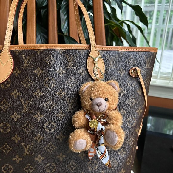 TEDDY BEAR TWILLY SCARF Bag Charm Tan 🧸 - Picture 1 of 7